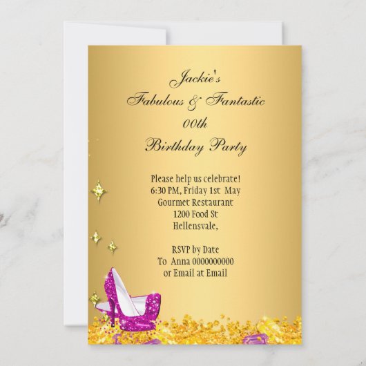 Invitation Hot rose Gold Parties scintillant talons hauts Fab (Dos)