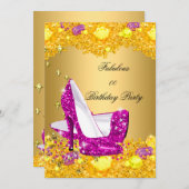 Invitation Hot rose Gold Parties scintillant talons hauts Fab (Devant / Derrière)