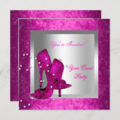 Invitation Hot Rose High Heel Chaussures Silver Event Party (Devant / Derrière)