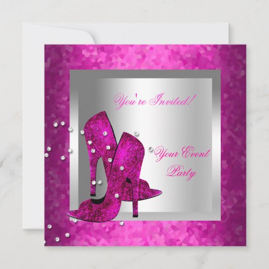 Invitation Hot Rose High Heel Chaussures Silver Event Party (Devant)