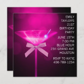 Invitation Hot rose Martini femmes Hot rose 21e anniversaire (Devant / Derrière)