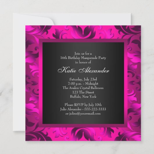 Invitation Hot rose Masquerade (Dos)