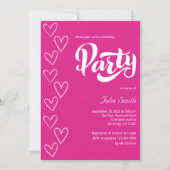 Invitation Hot rose moderne Fille fête d'anniversaire (Devant)