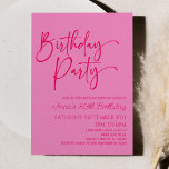 Invitation Hot rose moderne minimaliste fête d'anniversaire<br><div class="desc">C'est une invitation de fête d'anniversaire moderne et minimaliste rose chaud!</div>