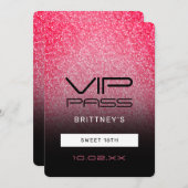 Invitation Hot rose noir Ombre Parties scintillant Sweet 16th (Devant / Derrière)
