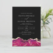 Invitation Hot Rose Or Agate Élégant Mariage moderne (Debout devant)