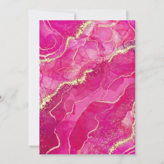 Invitation Hot Rose Or Agate Élégant Mariage moderne (Dos)