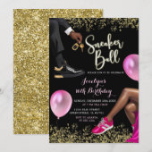 Invitation Hot rose or Basket Ball Sweet 16e anniversaire (Devant / Derrière)