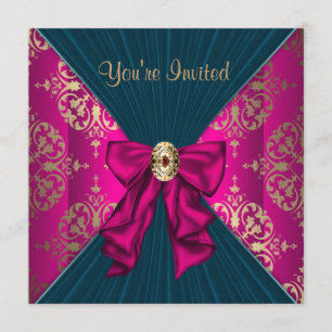 Invitation Hot rose or Damask Black Cravate Party