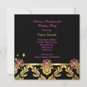 Invitation Hot rose or noir Damask Anniversaire Party 2 (Dos)