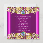 Invitation Hot rose or violet fête d'anniversaire (Dos)