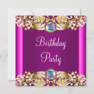 Invitation Hot rose or violet fête d'anniversaire