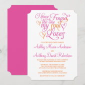 Invitation Hot rose orange âme aime Mariage de coeur (Devant / Derrière)