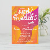 Invitation Hot rose orange coloré fête d'anniversaire (Debout devant)