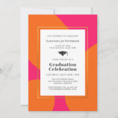 Invitation Hot rose orange tendance fête de graduation (Devant)