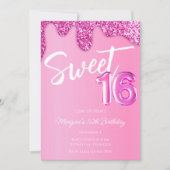 Invitation Hot rose Parties scintillant Girly Sweet 16 fête d (Devant)