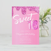 Invitation Hot rose Parties scintillant Girly Sweet 16 fête d (Debout devant)