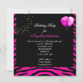 Invitation Hot rose Parties scintillant rouge à lèvres Zebra (Dos)