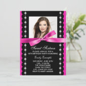 Invitation Hot rose Photo Sweet 16 Anniversaire fête (Debout devant)
