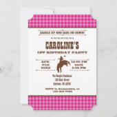 Invitation Hot rose Plaid Cowboy Rodeo Anniversaire Invitatio (Devant)