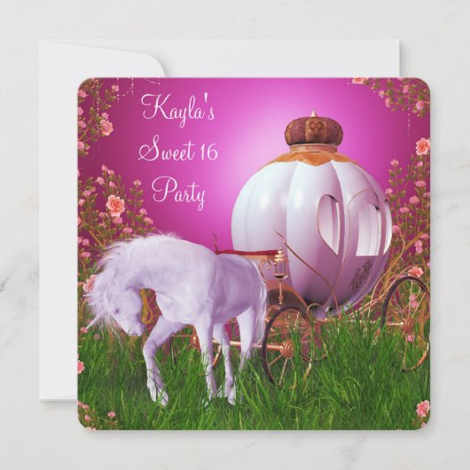 Invitation Hot rose Princess Sweet 16 Anniversaire (Devant)
