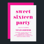Invitation Hot rose rétro Gras Typographie Douce 16 Anniversa<br><div class="desc">Invités Invitations à votre événement avec cette invitation personnalisable d'anniversaire sweet sixteen. Il présente une typographie rétro audacieuse et simple. Personnalisez en ajoutant vos détails. Cette invitation à 16 fêtes rose vif est parfaite pour tous les thèmes de l'événement.</div>