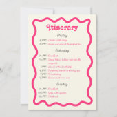 Invitation Hot rose rétro Wave Bachelorette Week-end Itinérai (Dos)