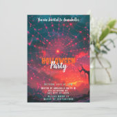 Invitation Hot rose Spiderweb Sunset Déplaisante Halloween (Debout devant)