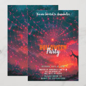 Invitation Hot rose Spiderweb Sunset Déplaisante Halloween (Devant / Derrière)