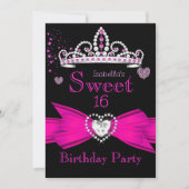 Invitation Hot rose Sweet 16 Anniversaire Diamond Tiara 2 (Devant)