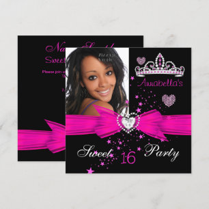 Invitation Hot rose Sweet 16 Anniversaire Diamond Tiara Photo