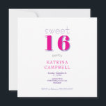 Invitation Hot rose Sweet 16 Carré fête d'anniversaire<br><div class="desc">Hot Rose Sweet 16 Anniversaire Invitation de fête. Carré.</div>