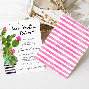 Invitation Hot rose Taco 'Bout a Baby Cactus Baby shower