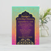 Invitation Hot rose Tangerine Aqua Bollywood nuits arabes (Debout devant)