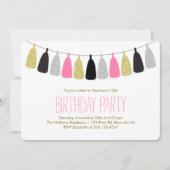 Invitation Hot rose Tassels Garland fête d'anniversaire (Devant)