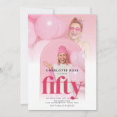 Invitation Hot rose tendance Arch Chic Photo 50e anniversaire (Devant)