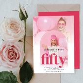 Invitation Hot rose tendance Arch Chic Photo 50e anniversaire