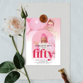 Invitation Hot rose tendance Arch Chic Photo 50e anniversaire