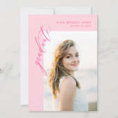 Invitation Hot rose tendance Photo Graduation Party (Devant)