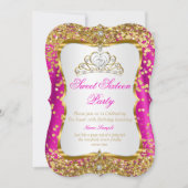 Invitation Hot rose Tiara Princess Sweet 16 or blanc Invitati (Devant)