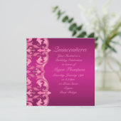 Invitation Hot rose tourbillon Damask Anniversaire Quinceañer (Debout devant)