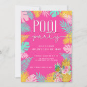 Invitation Hot rose Tropical Luau Pool Party Anniversaire (Devant)