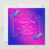 Invitation Hot rose violet Turquoise mascarade (Dos)