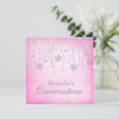 Invitation Hot Rose Winter Wonderflakes Quinceanera (Debout devant)