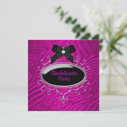 Invitation Hot rose Zebra Bachelorette (Debout devant)