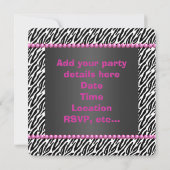 Invitation Hot rose Zebra fête d'anniversaire (Dos)