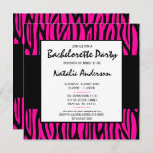 Invitation Hot rose Zebra Modern Bachelorette Party (Devant / Derrière)