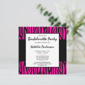 Invitation Hot rose Zebra Modern Bachelorette Party (Debout devant)