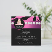 Invitation Hot rose Zebra Princess Baby shower fille (Debout devant)