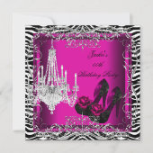 Invitation Hot rose Zebra Print Party Anniversaire Chaussures (Devant)